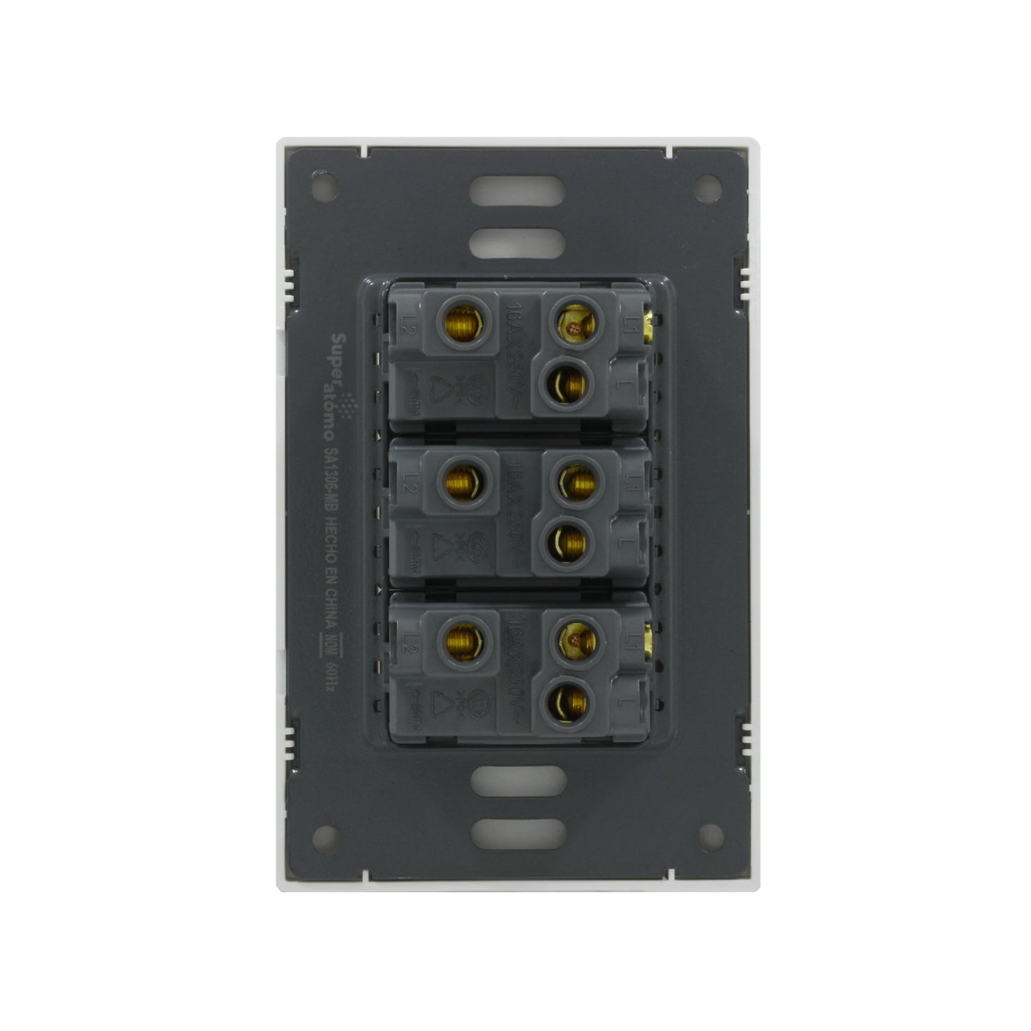 Placa 3 apagadores escaleras Super átomo SA1306-MB