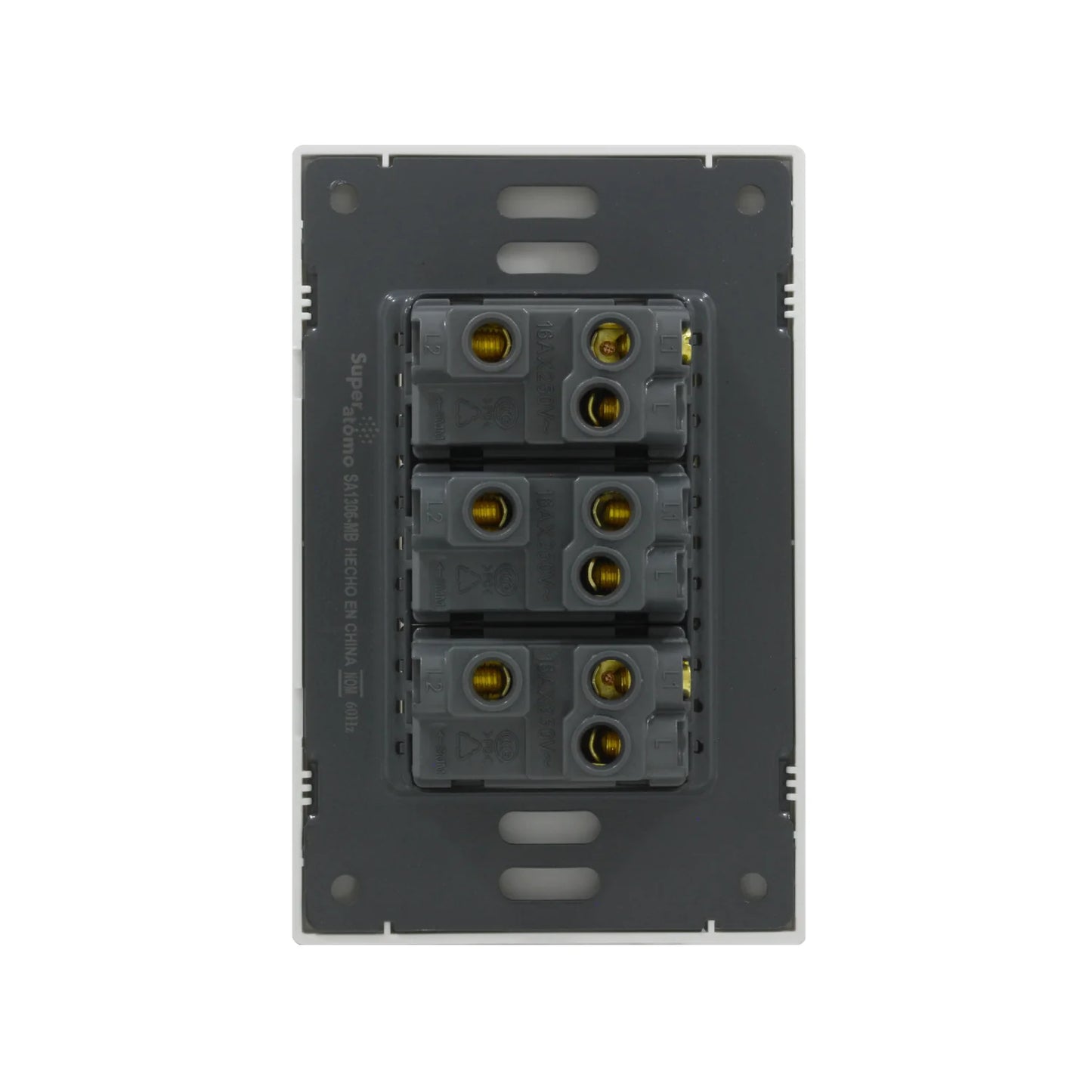 Placa 3 apagadores escaleras Super átomo SA1306-MB