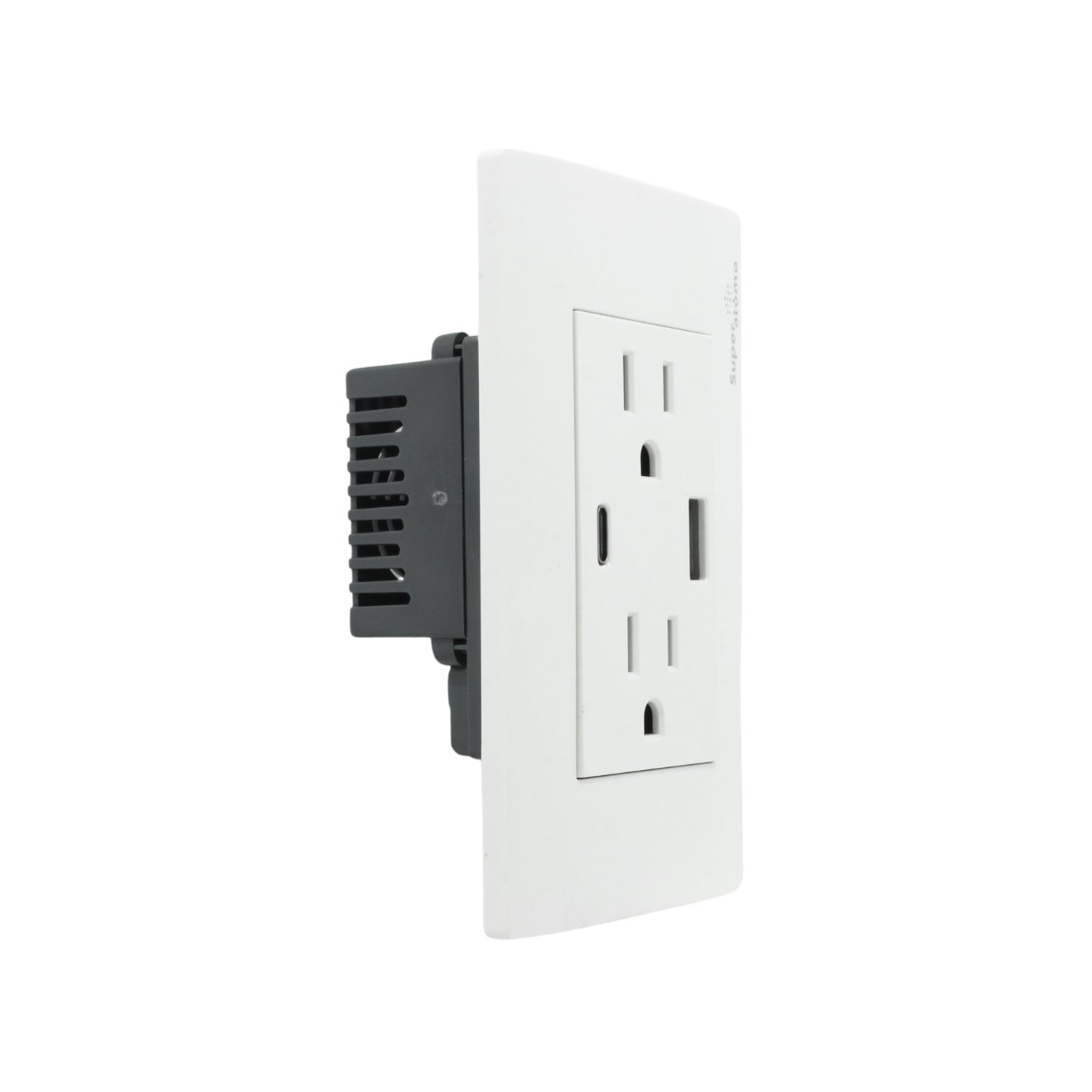 Placa 2 contactos/1 USB/1 tipo "C" Super átomo SA1504-MB