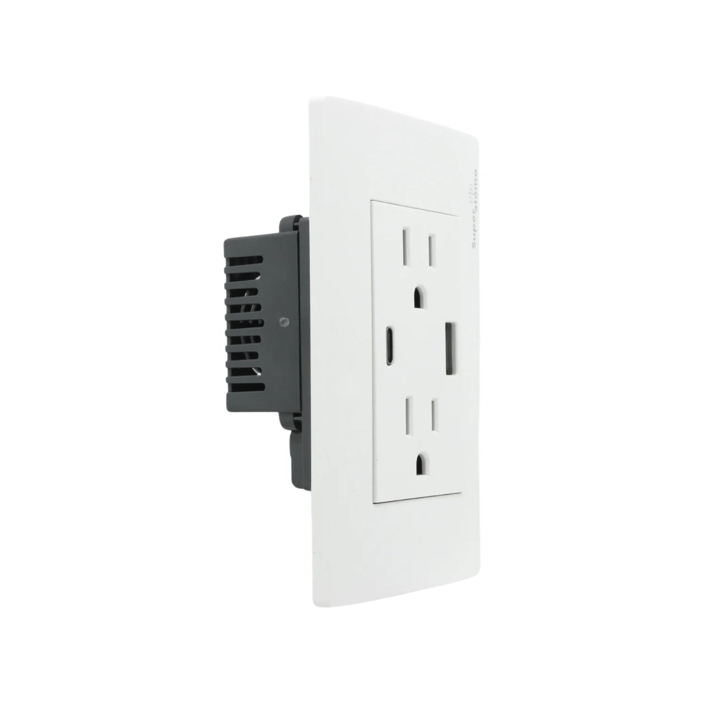 Placa 2 contactos/1 USB/1 tipo "C" Super átomo SA1504-MB