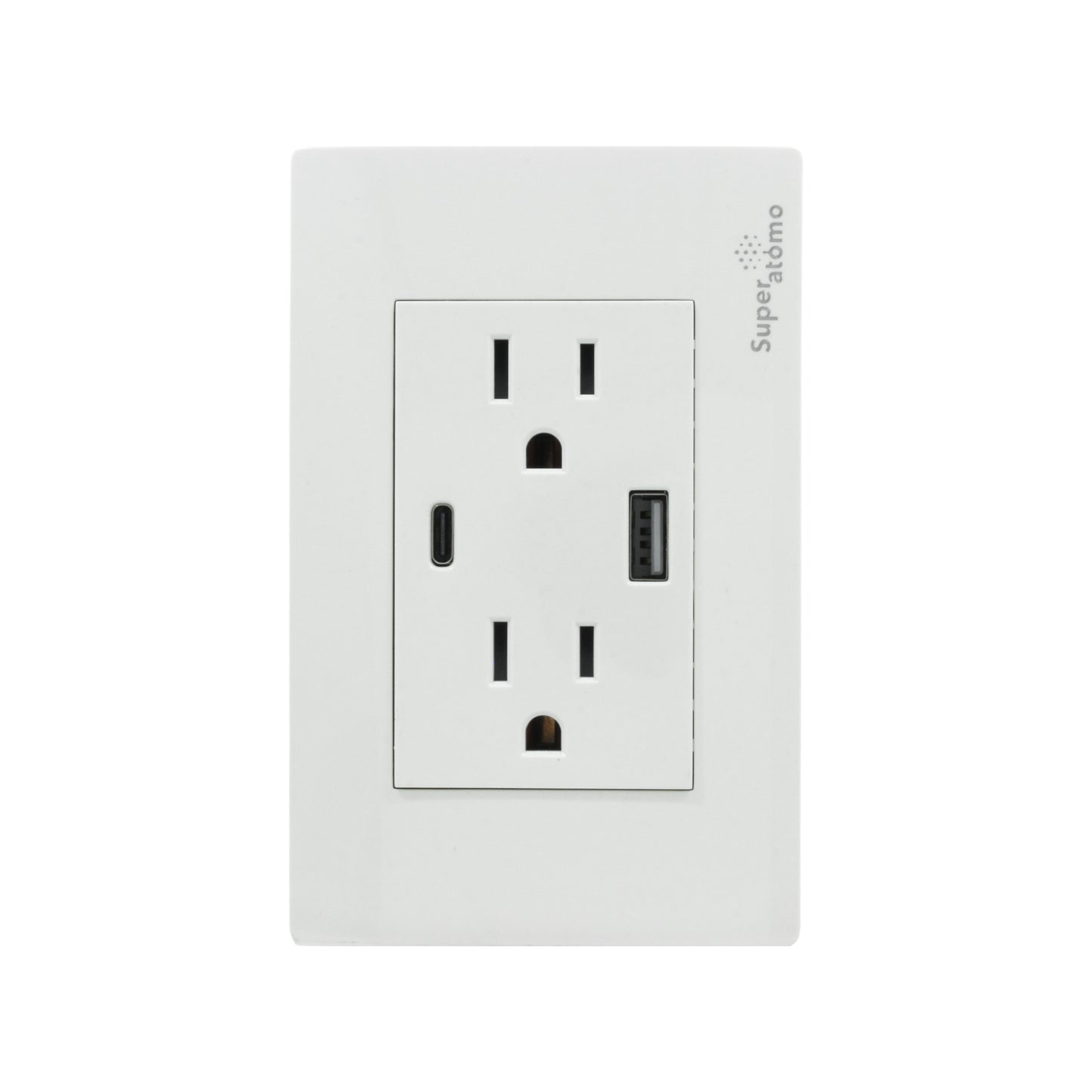 Placa 2 contactos/1 USB/1 tipo "C" Super átomo SA1504-MB