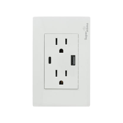 Placa 2 contactos/1 USB/1 tipo "C" Super átomo SA1504-MB