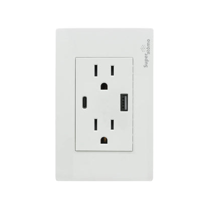 Placa 2 contactos/1 USB/1 tipo "C" Super átomo SA1504-MB