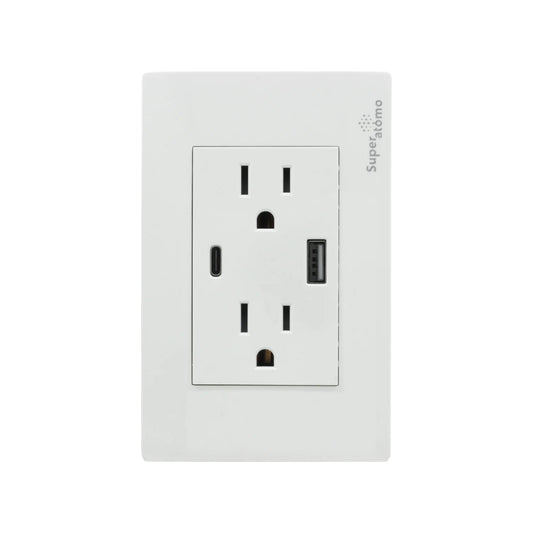 Placa 2 contactos/1 USB/1 tipo "C" Super átomo SA1504-MB