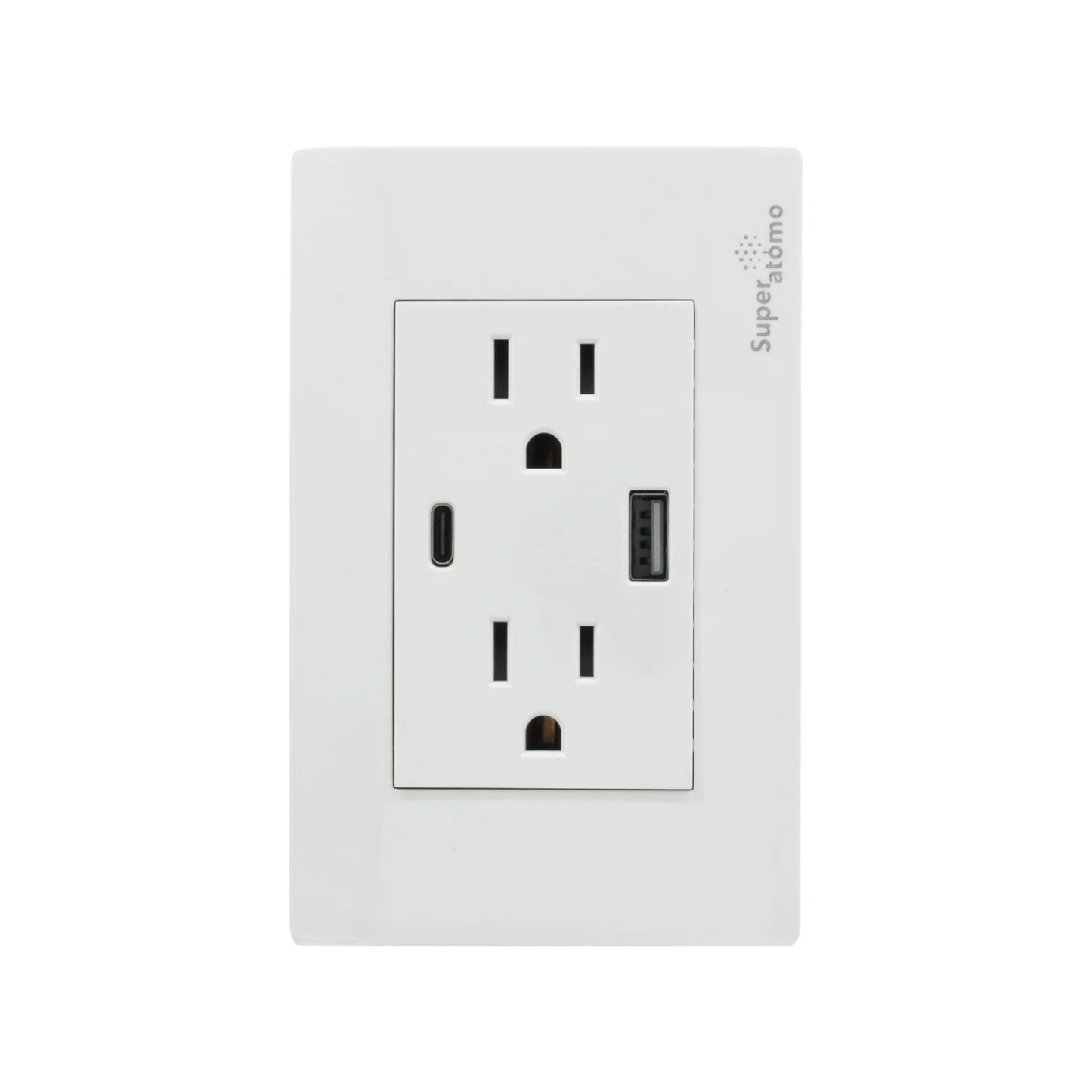 Placa 2 contactos/1 USB/1 tipo "C" Super átomo SA1504-MB