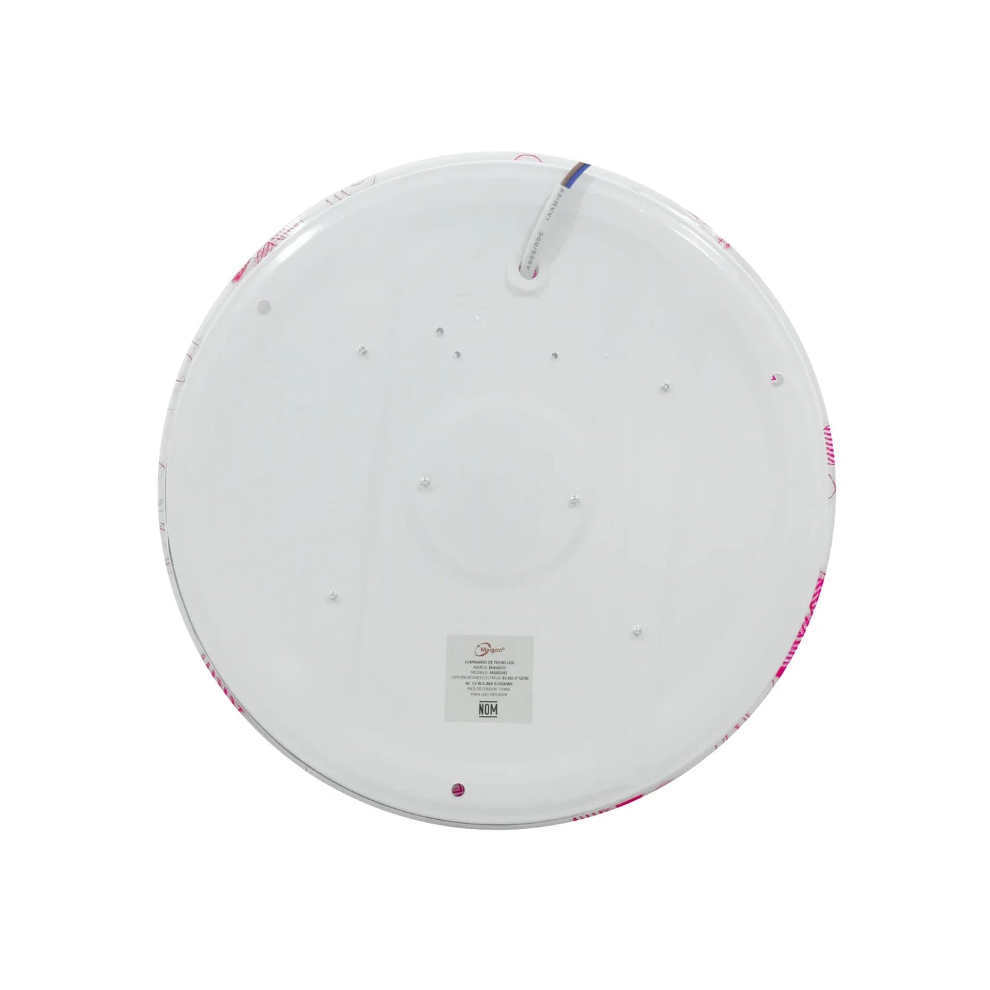 Lámpara 15 W redonda sobreponer rehilete rosa Maigoo MG02401