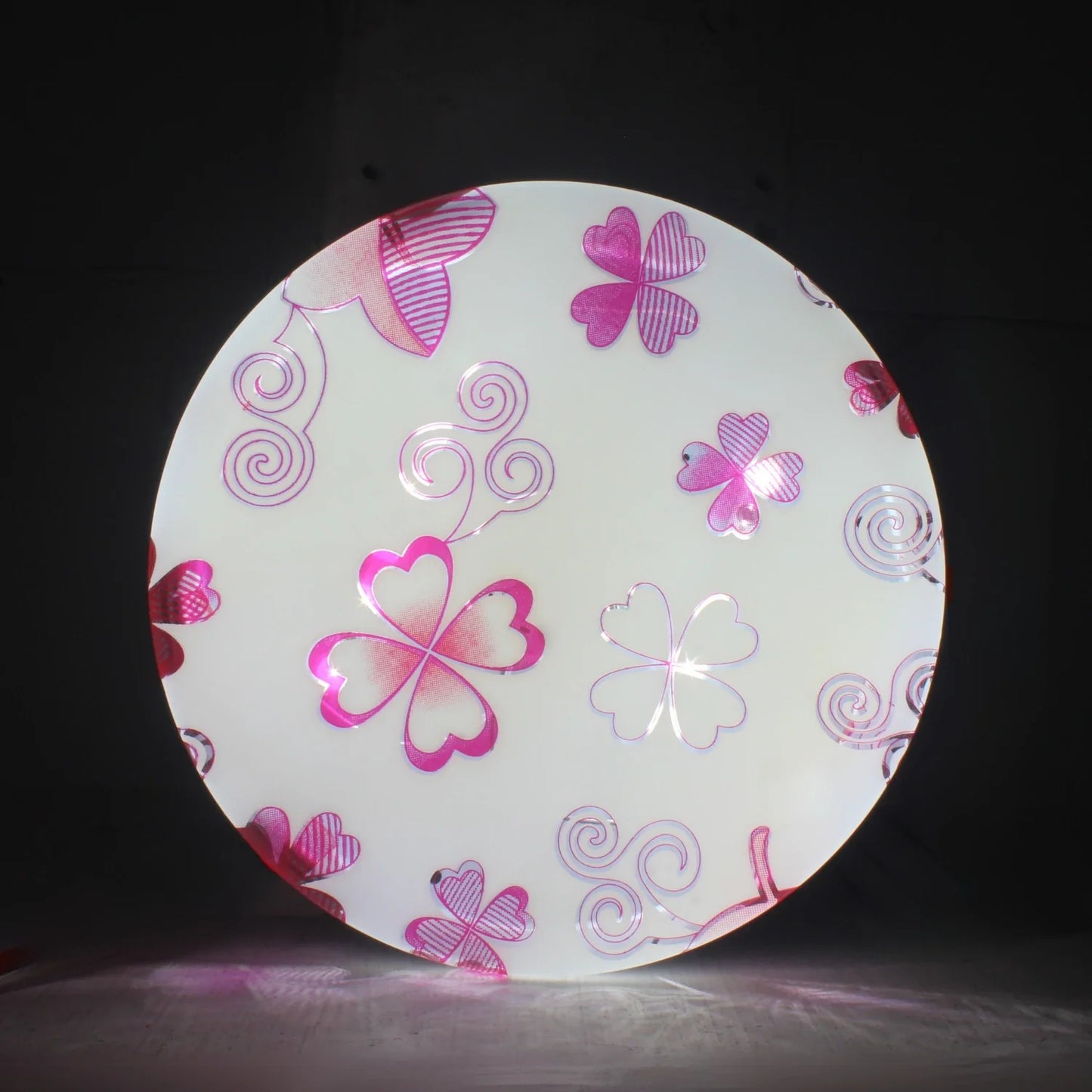 Lámpara 15 W redonda sobreponer rehilete rosa Maigoo MG02401