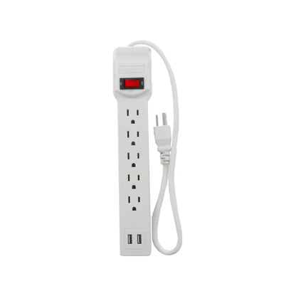 Multicontacto blanco Super átomo con 5 tomas AC, 2 puertos USB y switch de encendido/apagado para protección