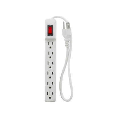 Multicontacto blanco de 6 salidas con interruptor de encendido/apagado y cable estándar