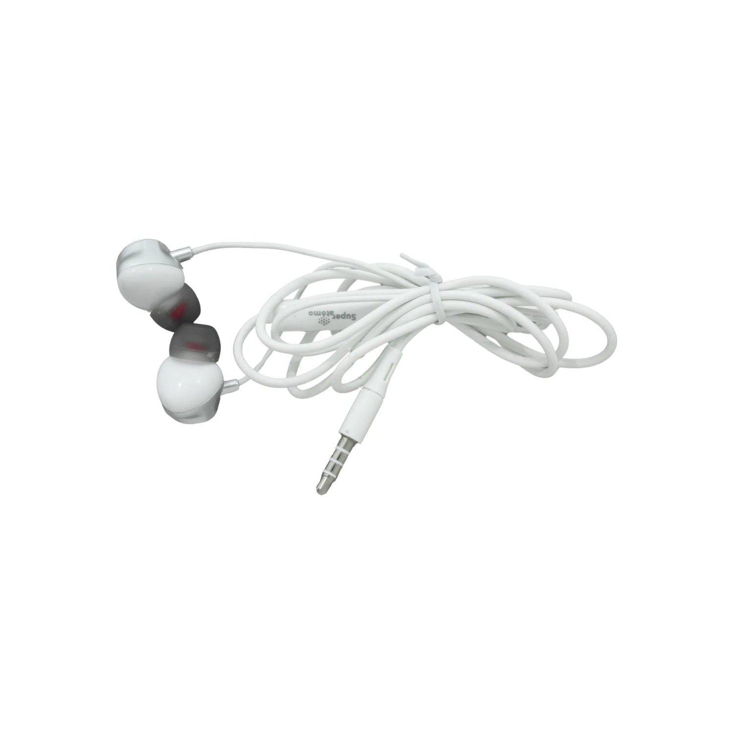 Audífonos manos libres blancos Super átomo con diseño in-ear y conector 3.5mm