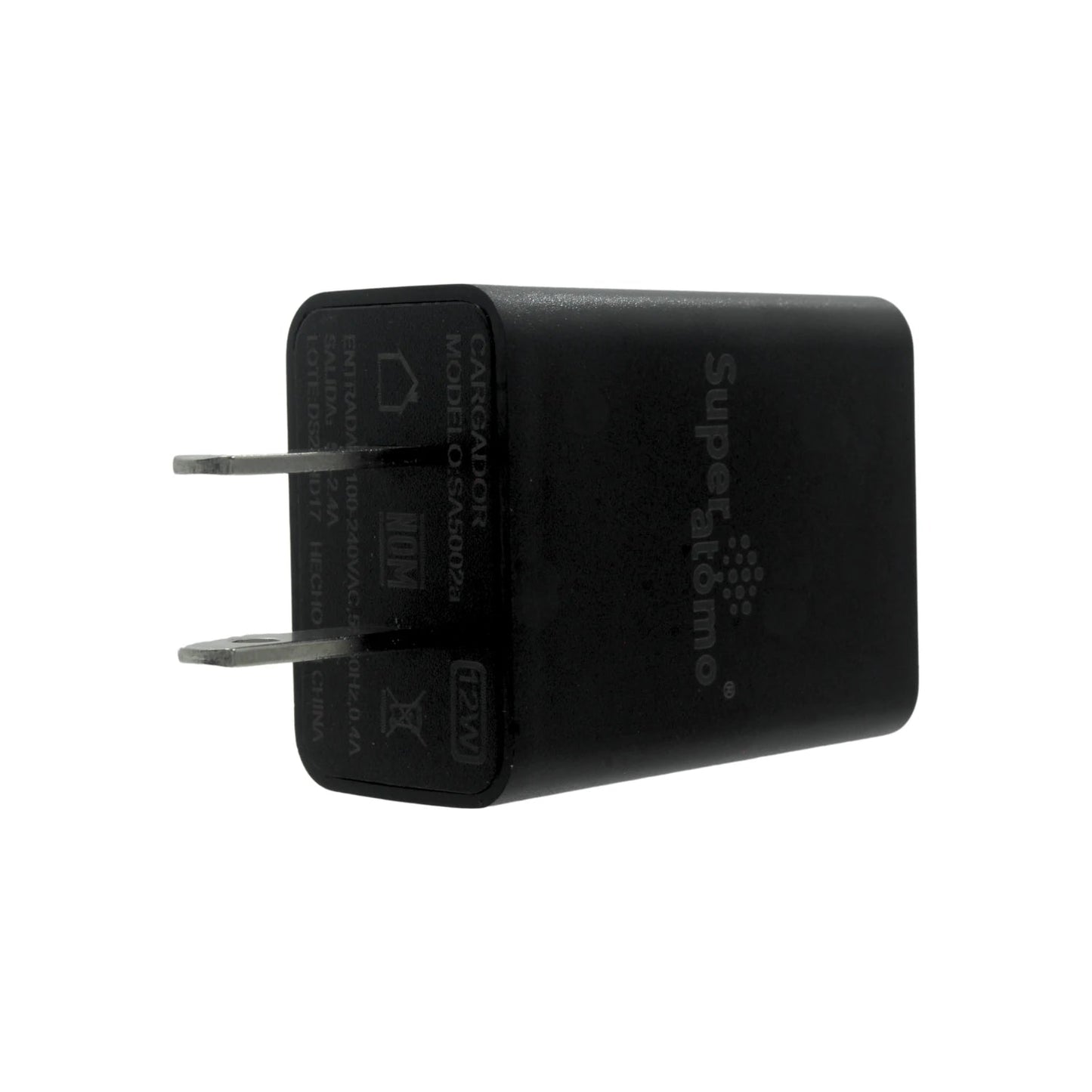 Cargador de pared USB/Tipo C Super átomo SA6002A negro 12W para móviles y tablets