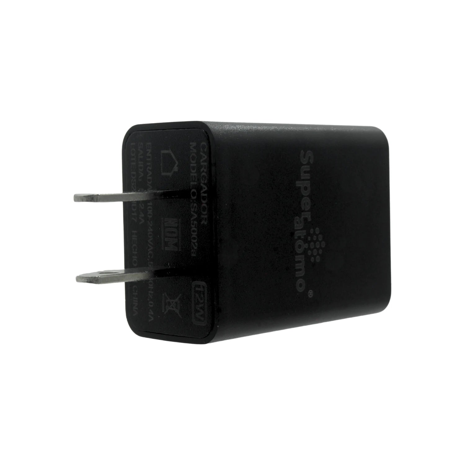 Cargador de pared USB/Tipo C Super átomo SA6002A negro 12W para móviles y tablets