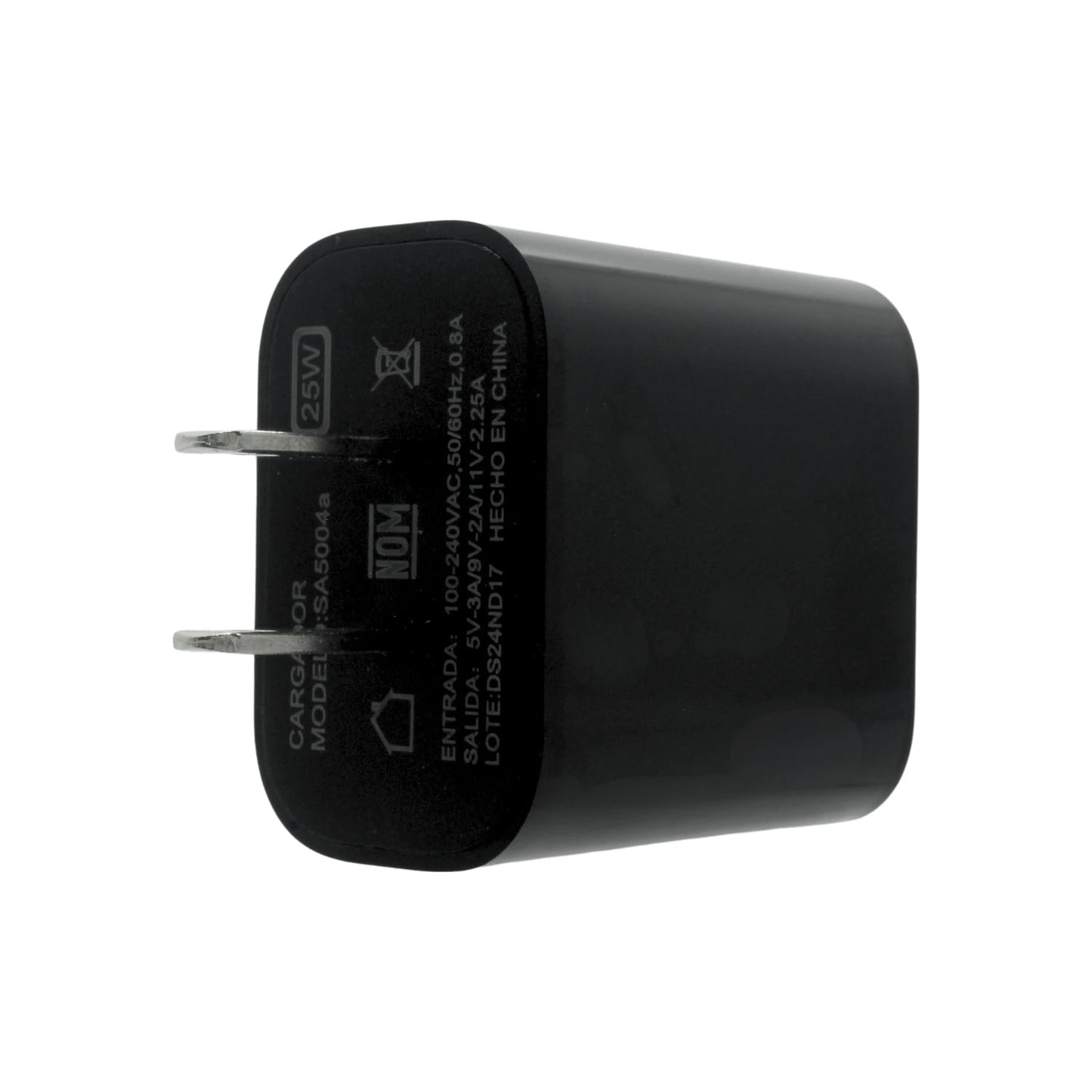Cargador de corriente negro 25W modelo SA5004a con entrada 100-240V