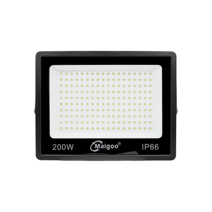 Reflector LED Maigoo 200W negro IP66 para exterior, iluminación resistente a polvo y agua