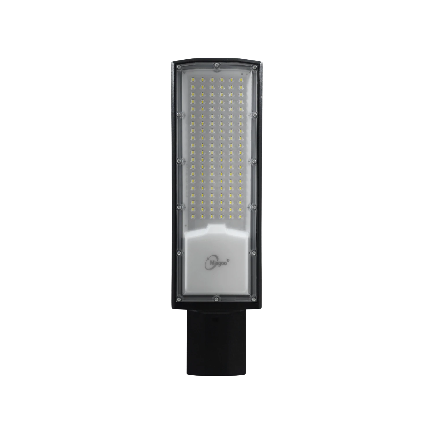 Lámpara suburbana LED Maigoo para alumbrado público, luminaria rectangular negra con múltiples LEDs brillantes