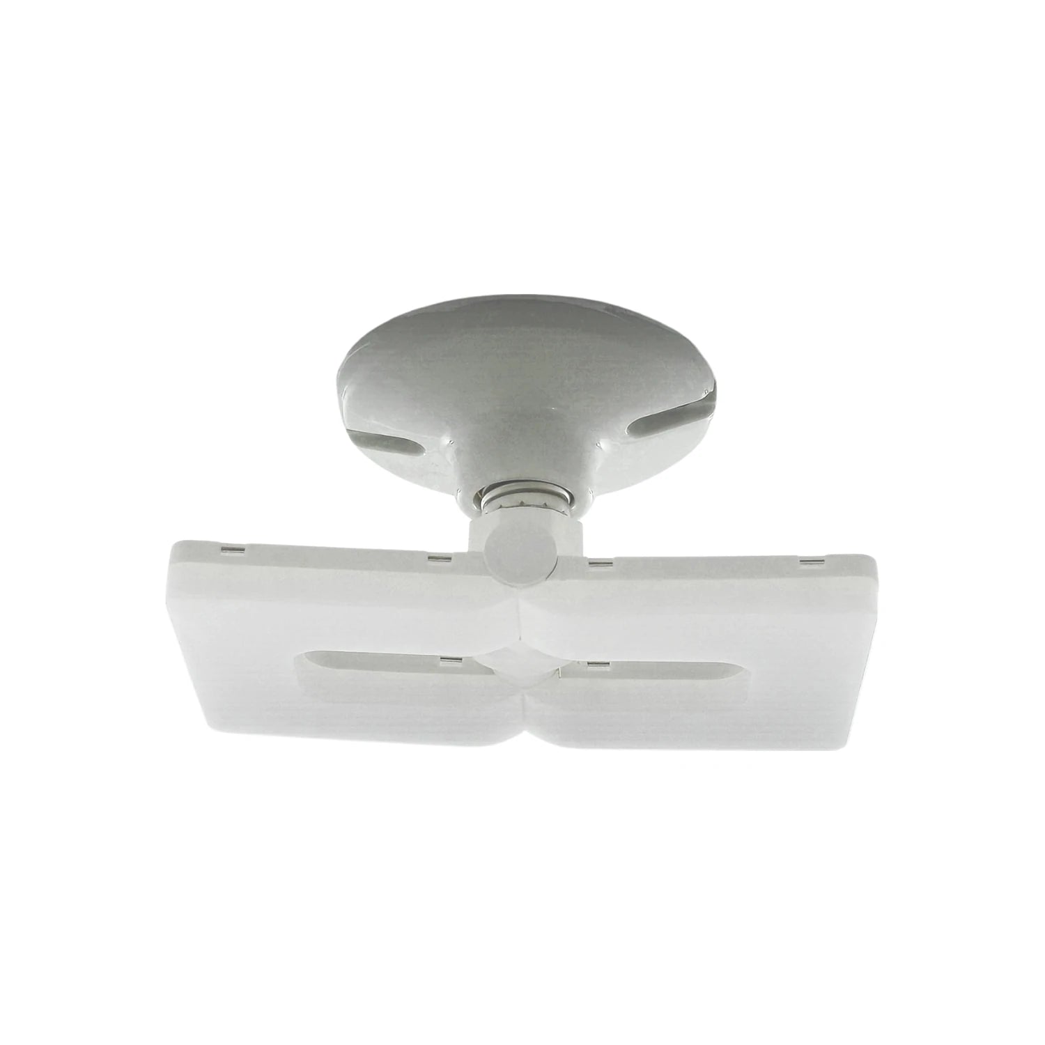 Lámpara LED plegable de 48W con 4 paneles ajustables, base gris y difusores blancos para garaje