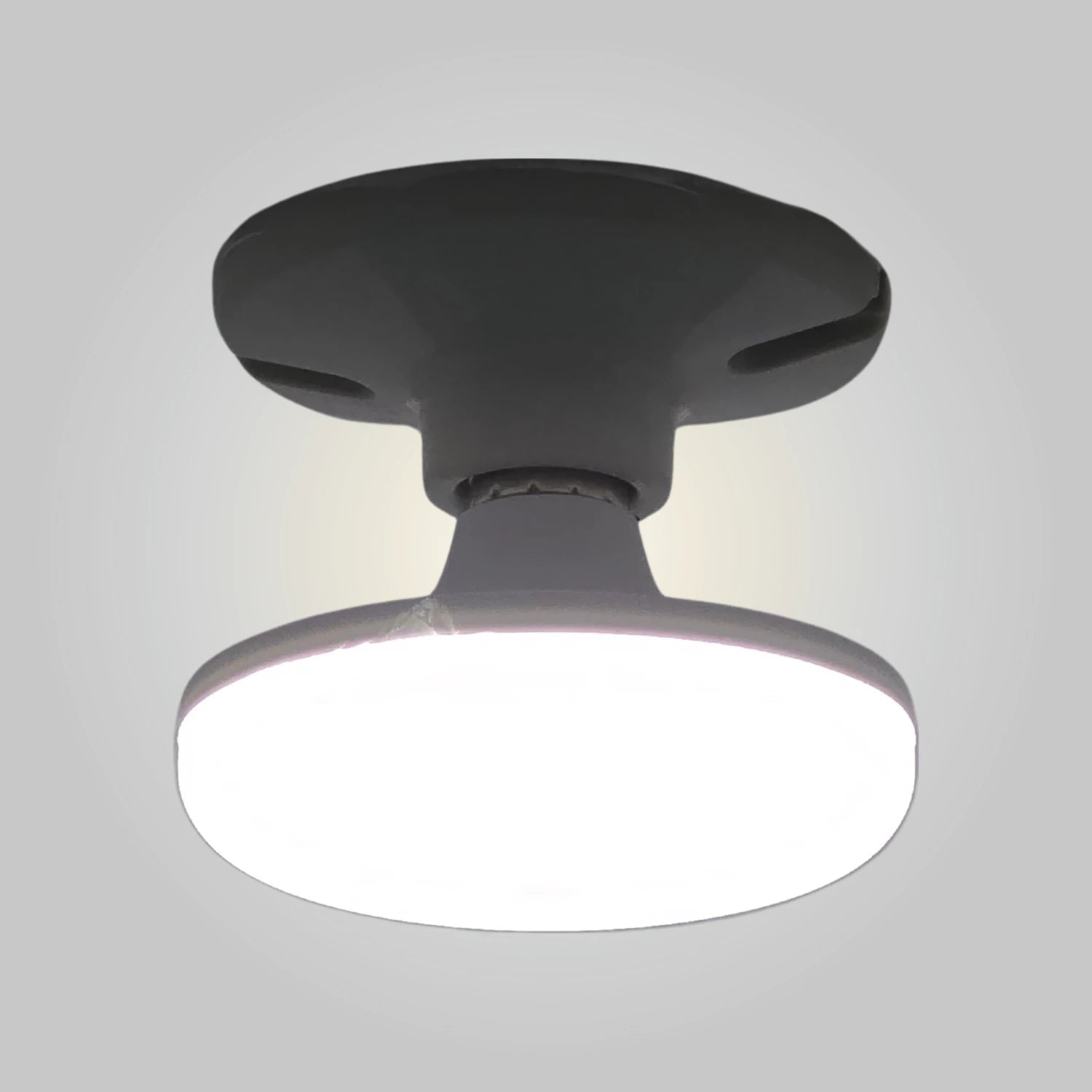 Plafón LED de techo redondo 18W, luz blanca brillante, base gris oscuro, ideal para iluminación moderna.