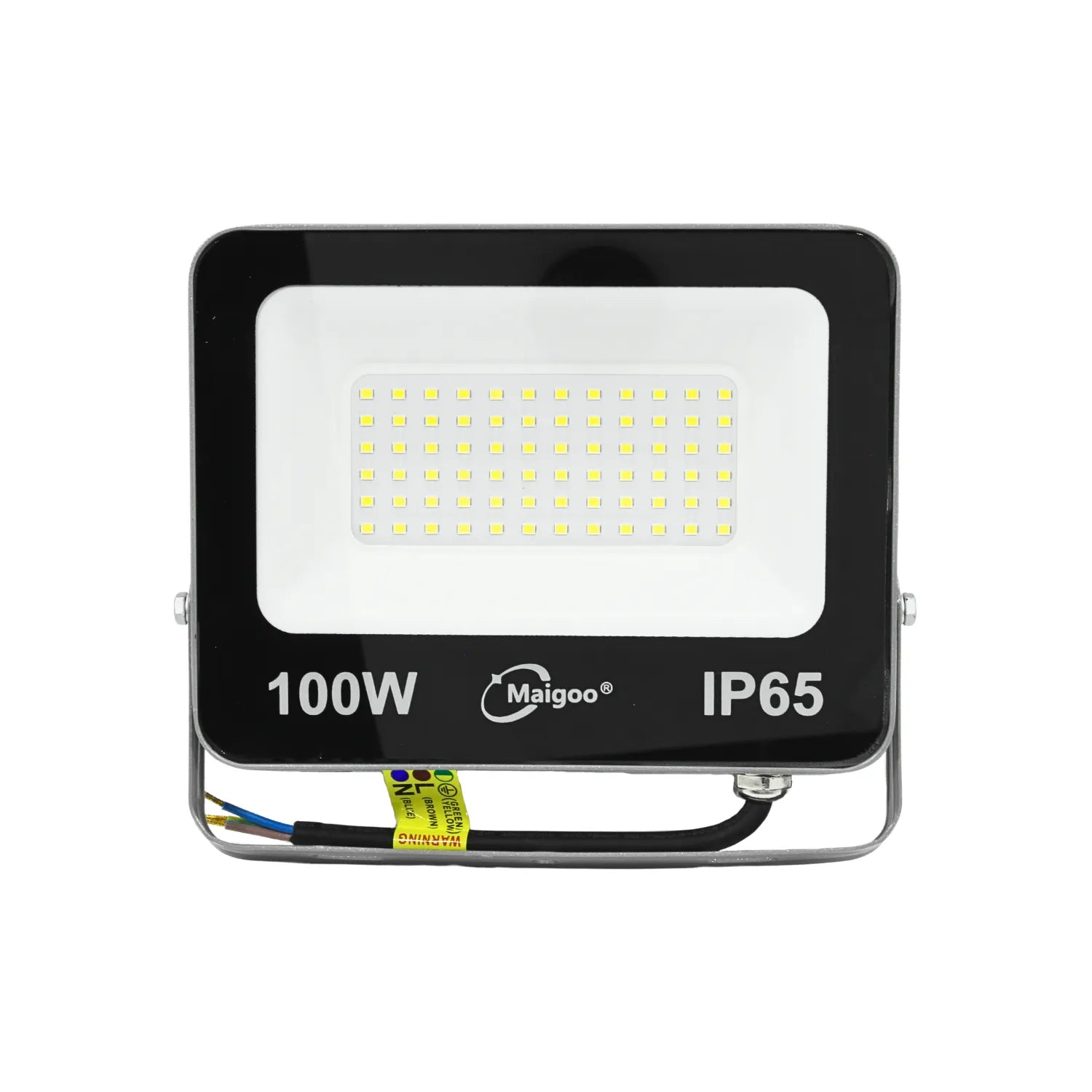 Reflector LED 100W Maigoo IP65 negro para iluminación exterior resistente al agua con soporte ajustable