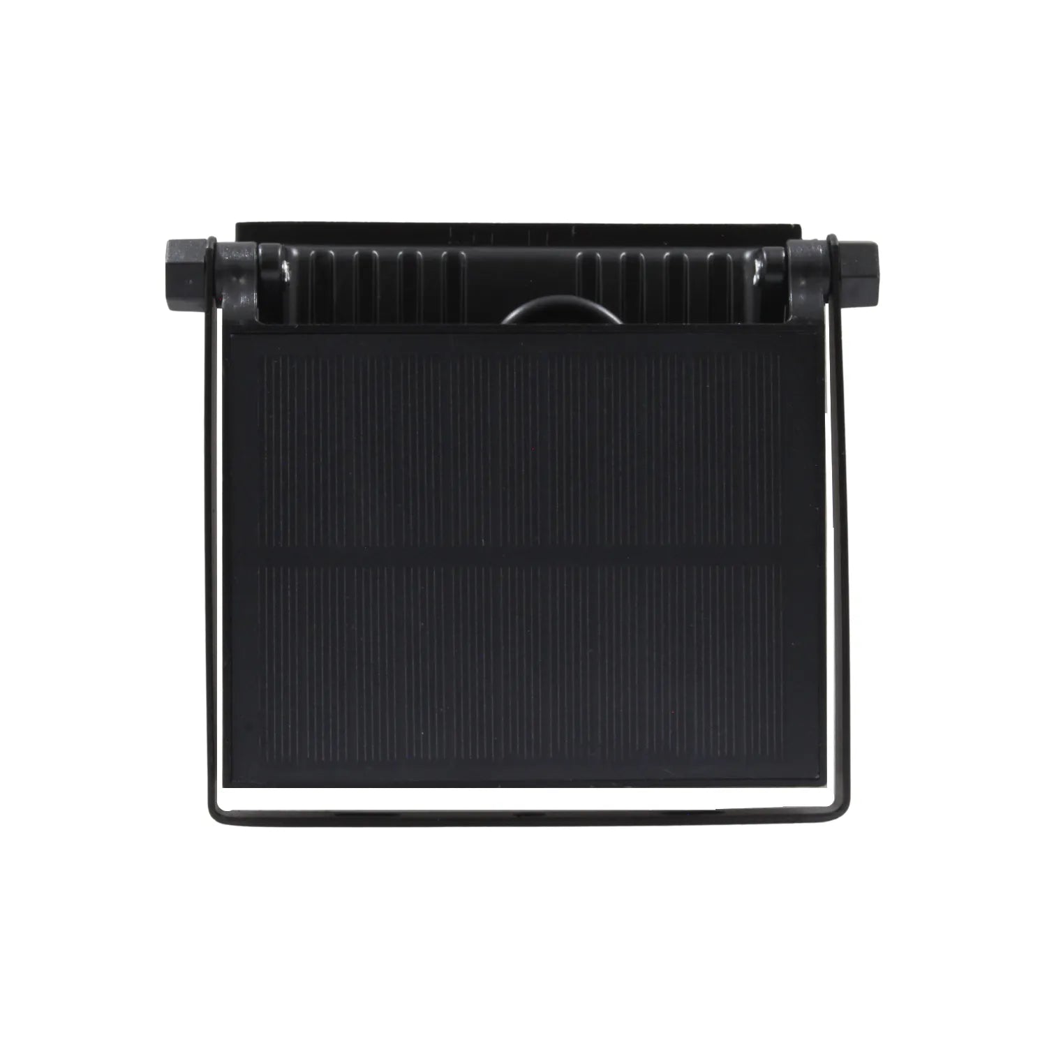 Reflector solar negro con panel fotovoltaico y soporte ajustable para iluminación exterior.