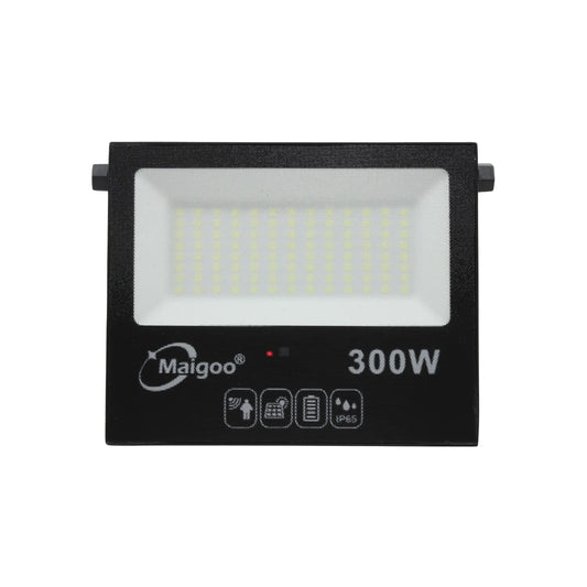 Reflector solar Maigoo 300W negro, LED, con sensor de movimiento y protección IP65 para exteriores