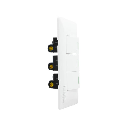 Placa eléctrica blanca Super átomo con 3 apagadores de luz tipo escalera