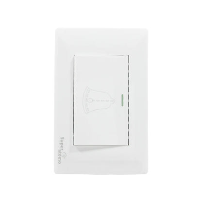 Placa de botón para timbre Super átomo blanco con indicador LED, pulsador de campanilla para instalación eléctrica