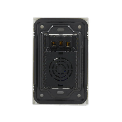 Parte trasera de placa eléctrica Super Átomo SA1504-BB, 2 contactos, 1 USB, 1 Tipo C, terminales para instalación.