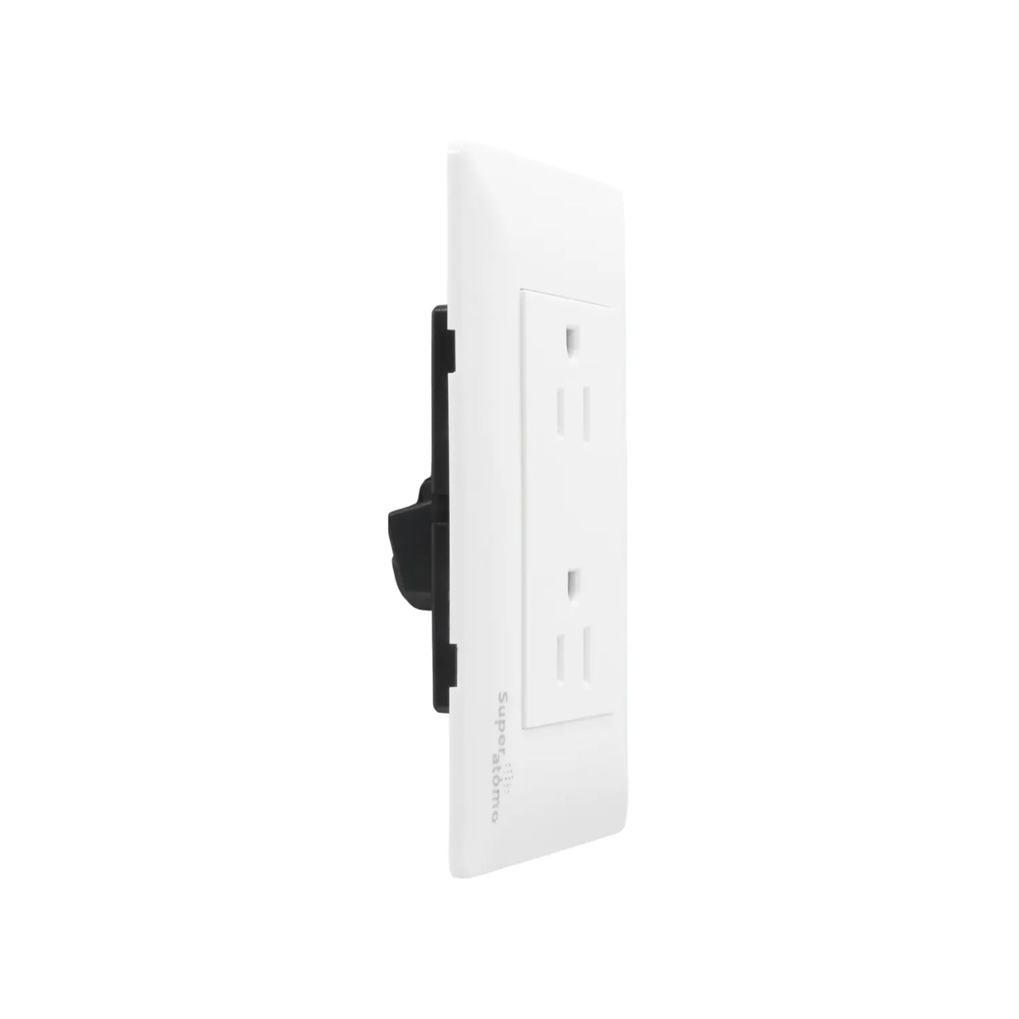 Placa de 2 contactos Super átomo blanca, tomacorriente doble para pared