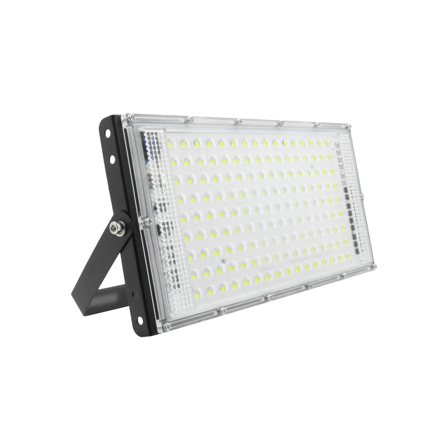 Reflector LED 150W rectangular negro para iluminación exterior de alta potencia con soporte
