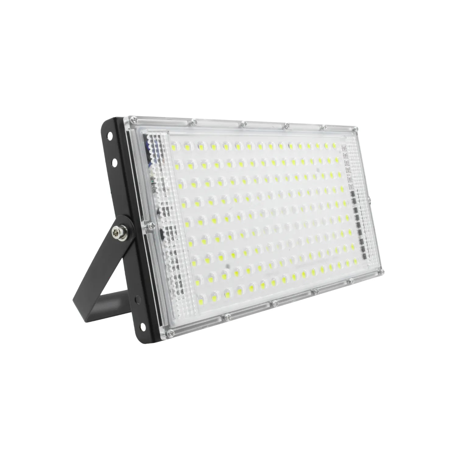 Reflector LED 150W rectangular negro para iluminación exterior de alta potencia con soporte