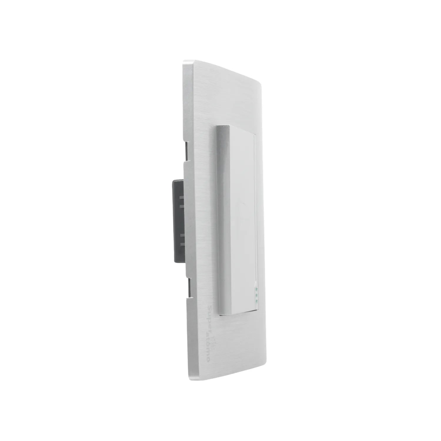 Placa botón para timbre Super átomo SA1307-LP, acabado aluminio cepillado plata con botón blanco