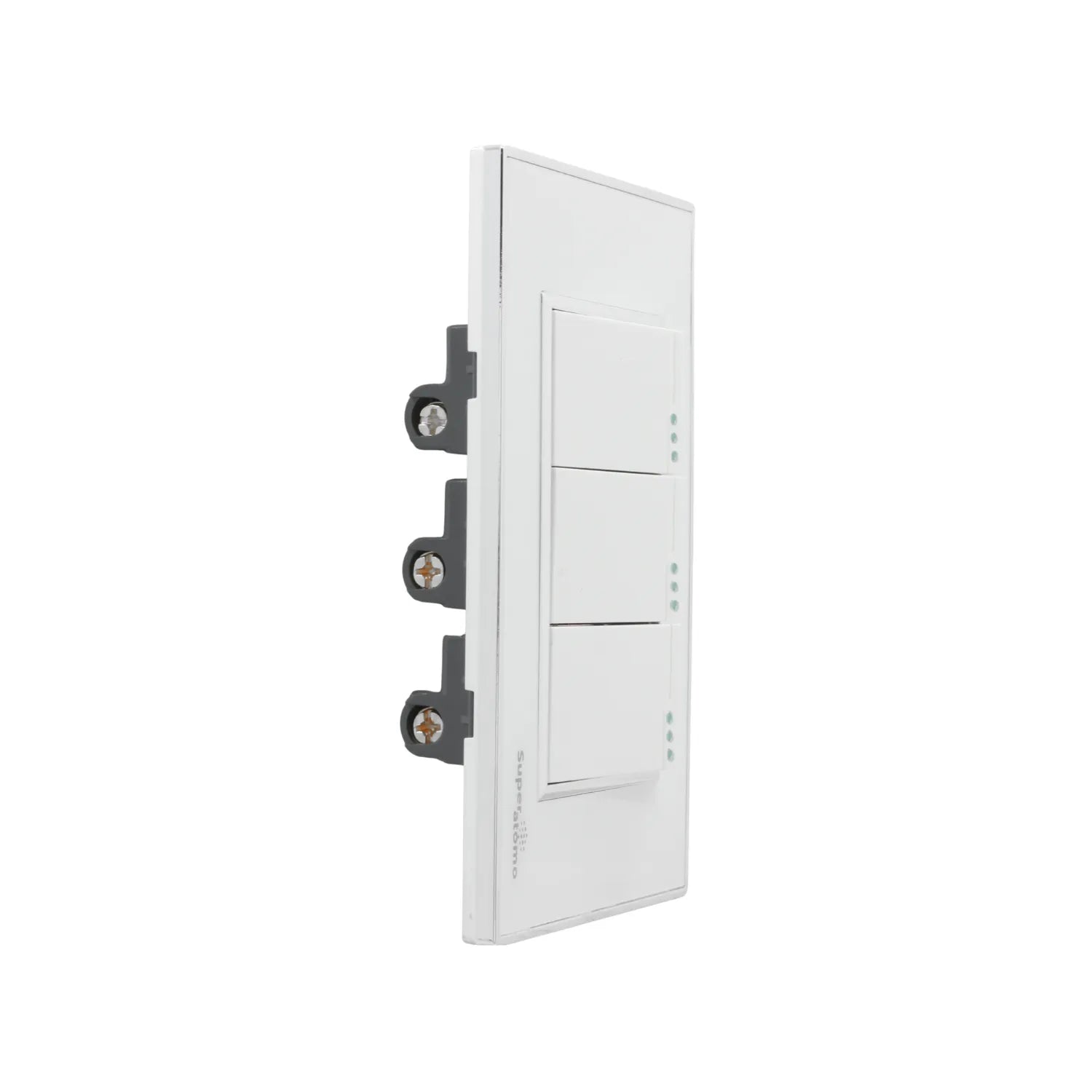 Placa triple apagador de escalera Super átomo blanca, interruptores de luz con indicadores LED