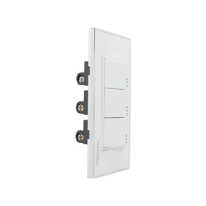 Placa triple apagador de escalera Super átomo blanca, interruptores de luz con indicadores LED