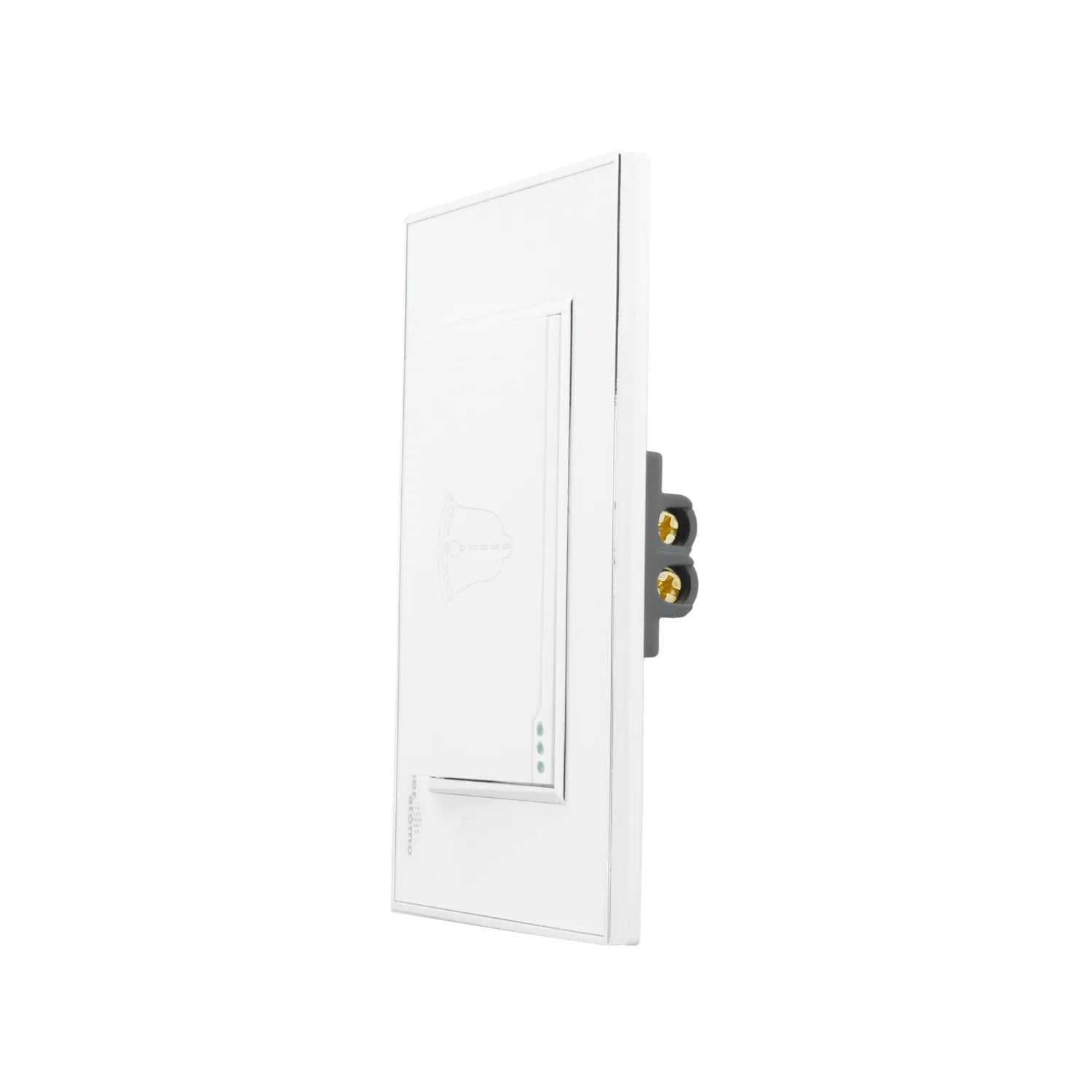 Placa botón de timbre eléctrico Super átomo blanca con icono de campana e indicadores LED