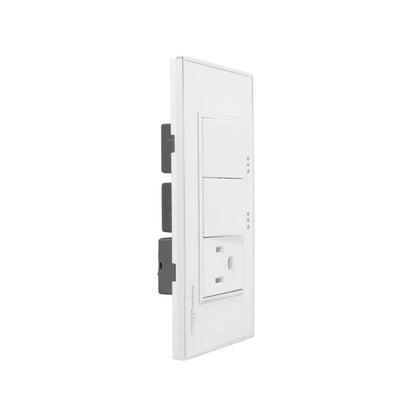 Placa eléctrica blanca Super átomo con 2 interruptores de luz y 1 tomacorriente de pared residencial