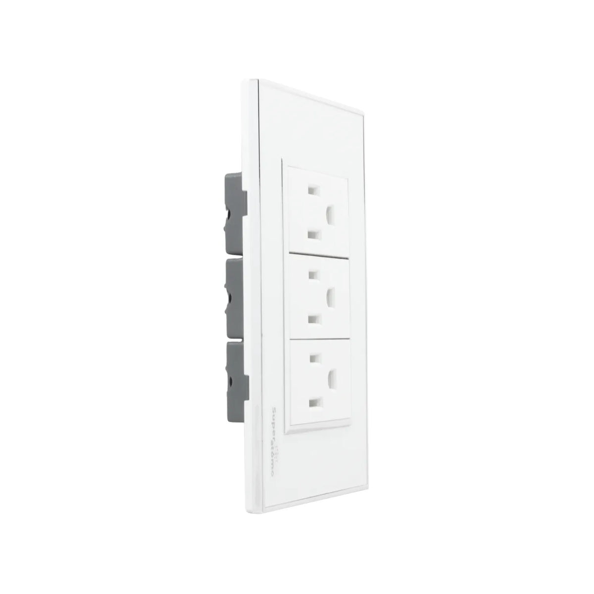 Placa eléctrica blanca Super átomo con 3 tomacorrientes de pared, diseño moderno