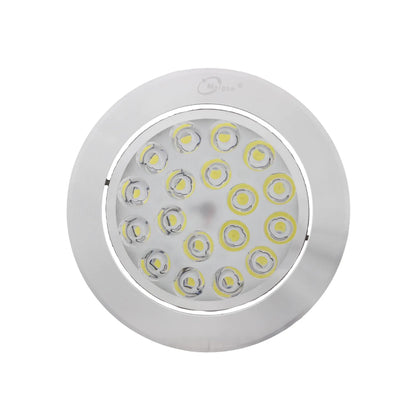 Luminaria LED circular empotrable Maigoo con 18 puntos de luz y acabado cromado para techos y vitrinas