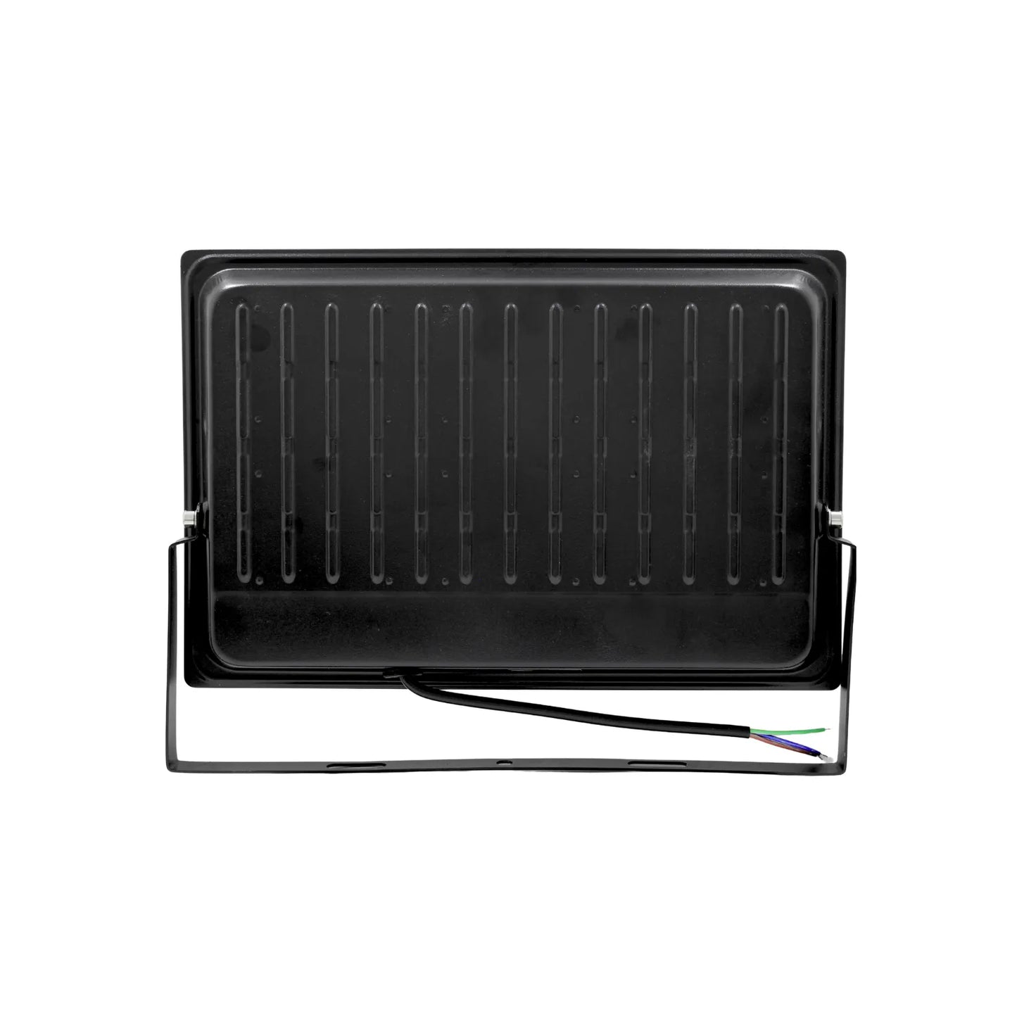 Reflector LED para exterior negro con soporte ajustable y cable de conexión vista posterior