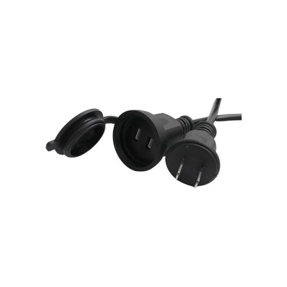 Enchufe macho y hembra negro de 2 polos con tapa protectora para extensión eléctrica de uso exterior
