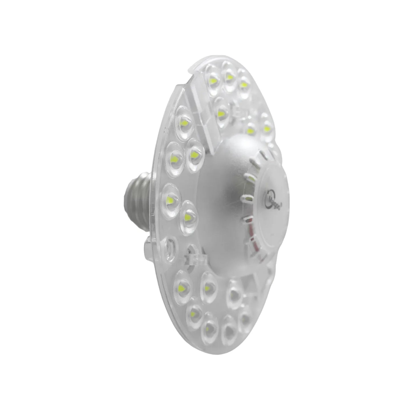 Ampolleta LED tipo UFO extraplana con rosca E27 y lente transparente para iluminación de gran angular