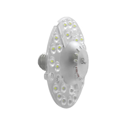 Ampolleta LED tipo UFO extraplana con rosca E27 y lente transparente para iluminación de gran angular