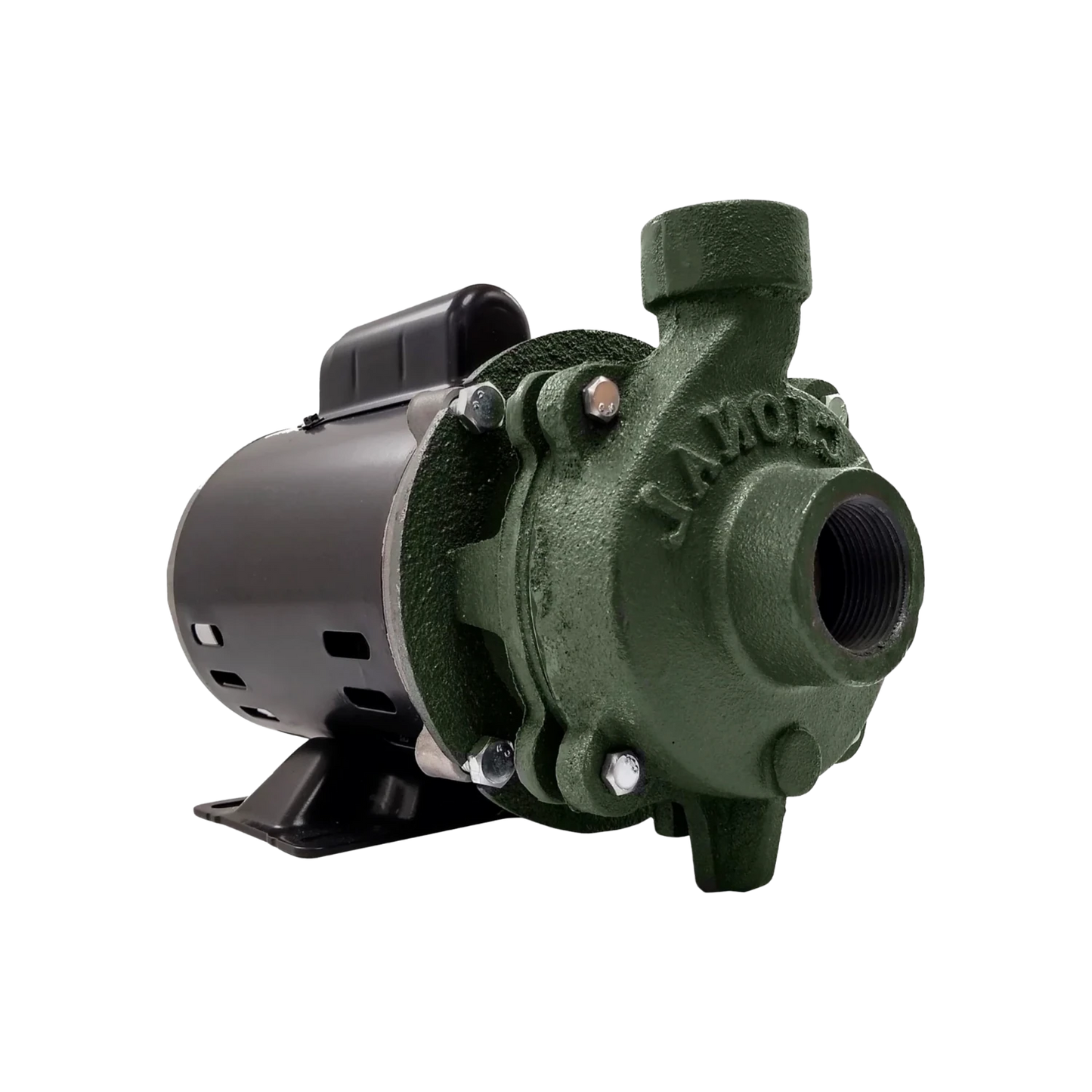 Bomba centrífuga de agua 1/2 HP para uso residencial con motor eléctrico negro y cuerpo verde.