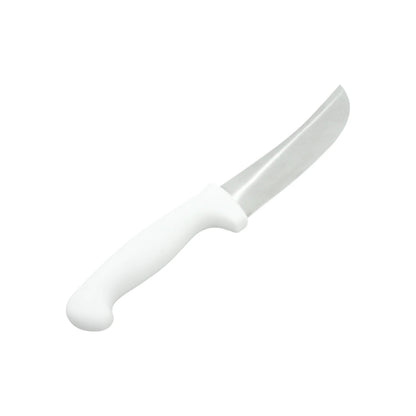 Cuchillo deshuesador profesional con hoja curva de acero inoxidable y mango blanco ergonómico
