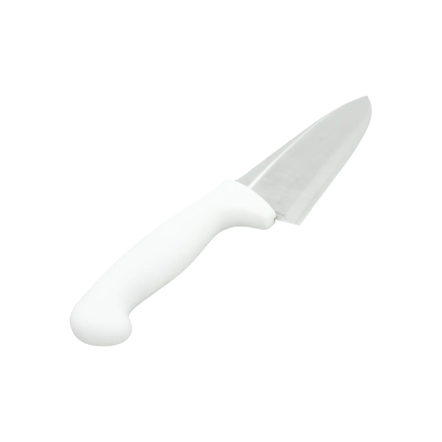 Cuchillo de cocina con mango blanco y hoja de acero inoxidable, ideal para cortar y pelar alimentos