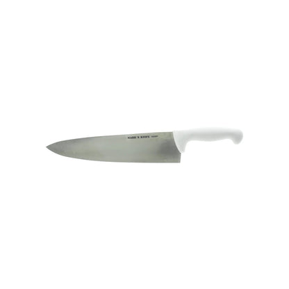 Cuchillo de chef profesional Mark's Knife 666007 de 12" con hoja de acero inoxidable y mango blanco ergonómico