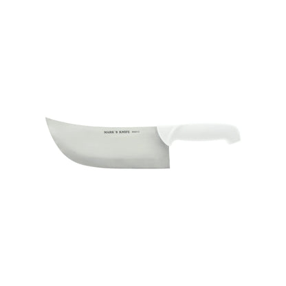 Cuchillo para taquero profesional Mark's Knife, hoja curva acero inoxidable, mango ergonómico blanco