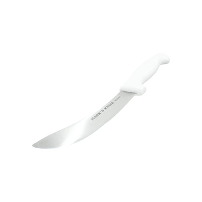 Cuchillo profesional 6" para torreón Mark's Knife 666014, hoja curva acero inoxidable y mango blanco.