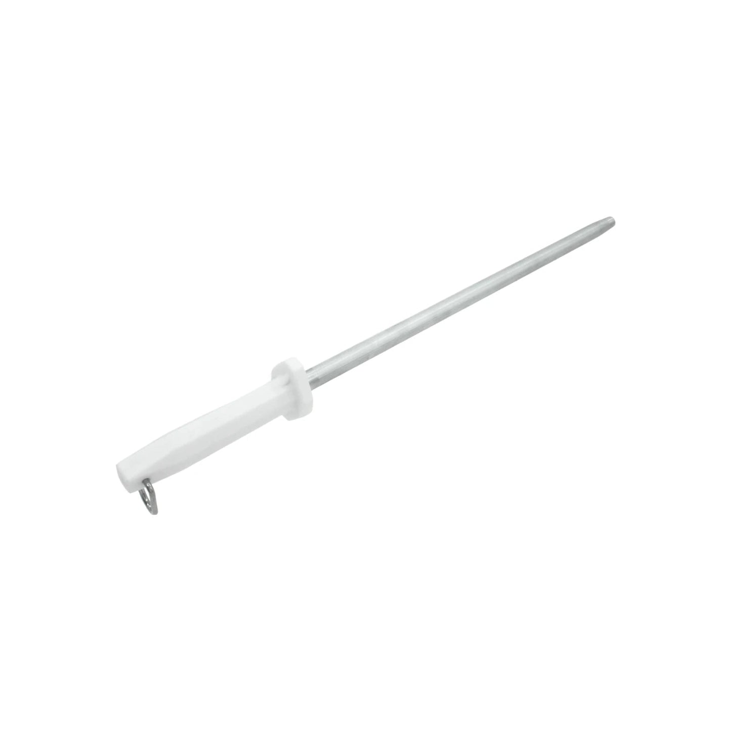 Chaira redonda de acero para afilar cuchillos, mango blanco ergonómico, herramienta de cocina profesional