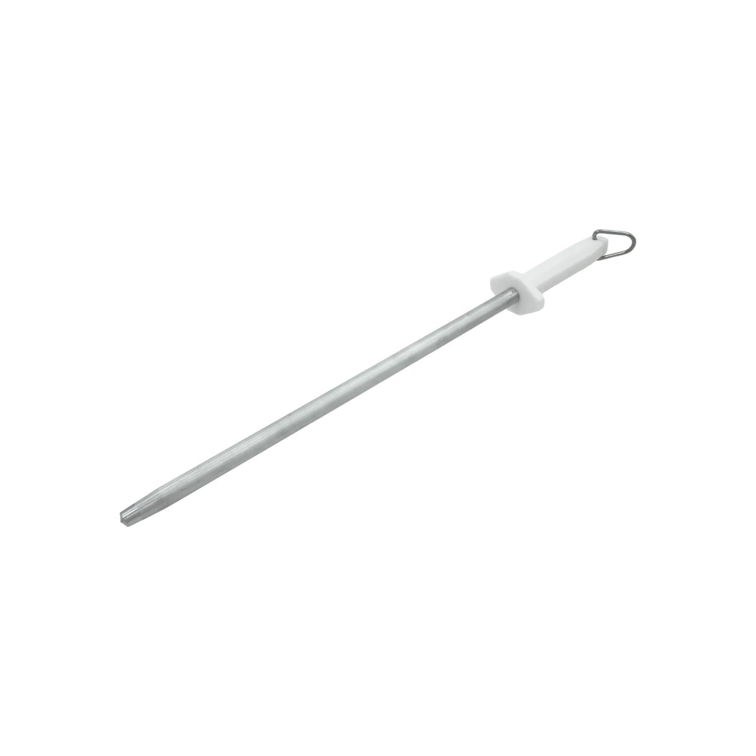 Chaira de afilar cuchillos redonda, barra de acero profesional con mango ergonómico blanco
