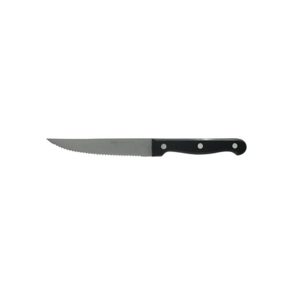 Cuchillo de sierra Mark's Knife con mango de plástico negro, hoja metálica serrada para carne